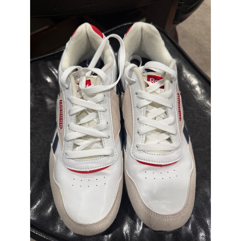 Reebok Classic Athletic Shoes White Red Blue Suede Accents Men's Size 8.5